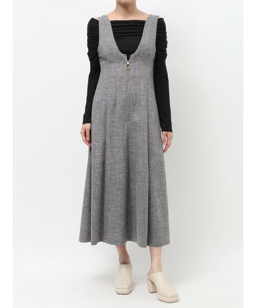 LAGUNAMOON（ラグナムーン）の「メランジジャンパースカート（ジャンパースカート・レディース・グレー/ベージュ/グリーン・SMALL/MEDIUM）」の4枚目の写真