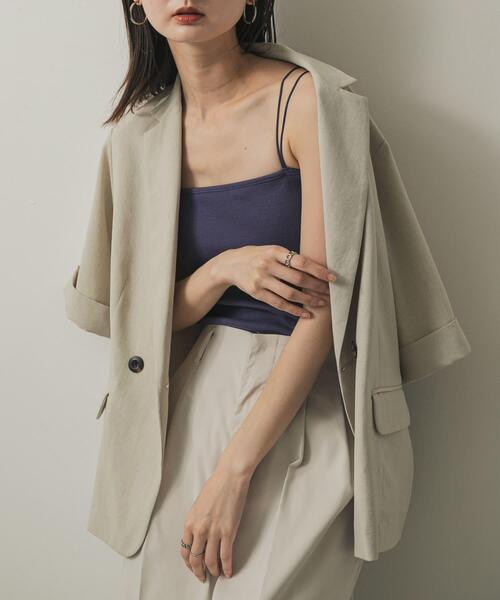 SENSE OF PLACE by URBAN RESEARCH(センスオブプレイスバイアーバンリサーチ)の「『一部WEB限定カラー』ダブルストラップカップツキキャミソール(キャミソール・レディース・ブラック/ライトベージュ/モカ/イエロー/ホワイト/パープル・ONE)」の5枚目の写真