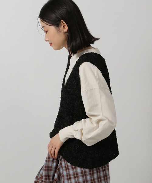 LAKOLE（ラコレ）の「フラッグヤーンニットベスト / 325089（ベスト・レディース・ミント/ブラック/アイボリー・FREE）」の9枚目の写真