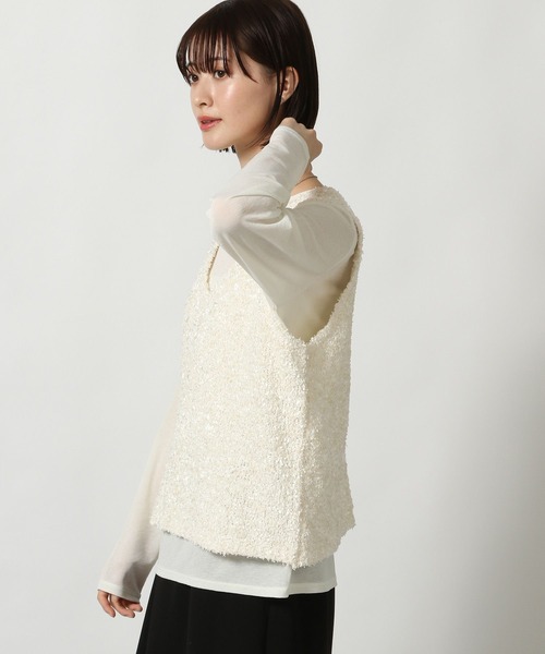 LAKOLE（ラコレ）の「フラッグヤーンニットベスト / 325089（ベスト・レディース・ミント/ブラック/アイボリー・FREE）」の13枚目の写真