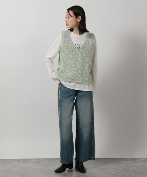 LAKOLE（ラコレ）の「フラッグヤーンニットベスト / 325089（ベスト・レディース・ミント/ブラック/アイボリー・FREE）」の15枚目の写真