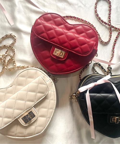 one wayザッカ（ワンウェイザッカ）の「ハートキルティングチェーンバック（ショルダーバッグ・レディース・ブラック/レッド/アイボリー・FREE）」の8枚目の写真