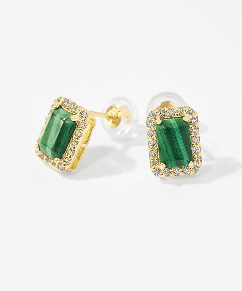 Jewel closet by L&Co.(ジュエルクローゼットバイエルアンドコー)の「K18 ダイヤモンド ヘイロー/取り巻き カラーストーン ピアス 4x6(ピアス(両耳用)・レディース・ネイビー/クリアブラウン/ワインレッド/モスグリーン/ダークブルー/ロイヤルブルー・FREE)」の18枚目の写真