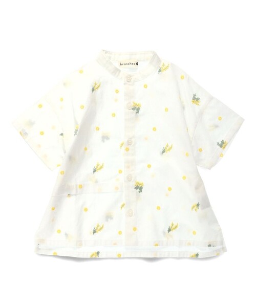 BRANSHES（ブランシェス）の「【おそろい】ミモザ刺繍5分袖シャツ（シャツ/ブラウス・キッズ・ブルー/オフホワイト・150/120/140/130/110/90/100/80）」の9枚目の写真