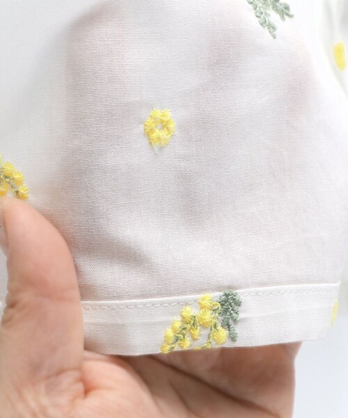 BRANSHES（ブランシェス）の「【おそろい】ミモザ刺繍5分袖シャツ（シャツ/ブラウス・キッズ・ブルー/オフホワイト・150/120/140/130/110/90/100/80）」の8枚目の写真