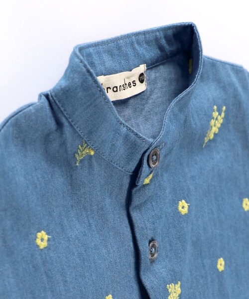 BRANSHES（ブランシェス）の「【おそろい】ミモザ刺繍5分袖シャツ（シャツ/ブラウス・キッズ・ブルー/オフホワイト・150/120/140/130/110/90/100/80）」の12枚目の写真