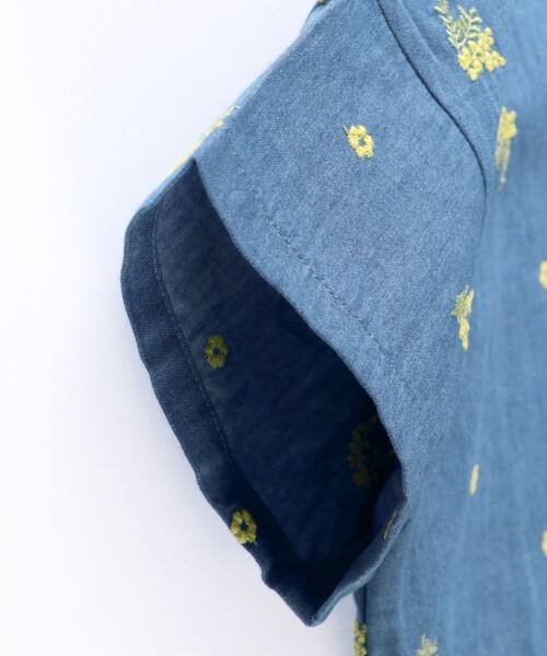 BRANSHES（ブランシェス）の「【おそろい】ミモザ刺繍5分袖シャツ（シャツ/ブラウス・キッズ・ブルー/オフホワイト・150/120/140/130/110/90/100/80）」の13枚目の写真