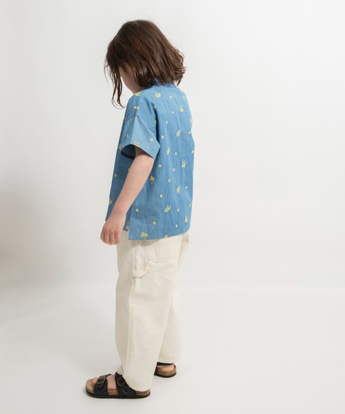 BRANSHES（ブランシェス）の「【おそろい】ミモザ刺繍5分袖シャツ（シャツ/ブラウス・キッズ・ブルー/オフホワイト・150/120/140/130/110/90/100/80）」の7枚目の写真