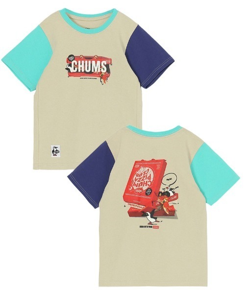CHUMS（チャムス）の「【CHUMS】 Kids CHUMS Pizza Box T-Shirt キッズ チャムス ピザボックス ティーシャツ（Tシャツ/カットソー・キッズ・ピンク/ホワイト/パープル/ミント・X-LARGE/LARGE/MEDIUM）」の3枚目の写真