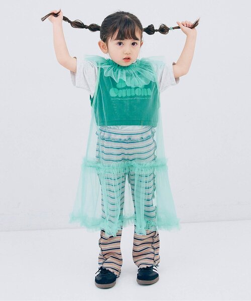 p.premier（ピードットプルミエ）の「【ジュニア対応】マルチボーダーワッフルフレアメロウパンツ（その他パンツ・キッズ・パープル/ブラウン/ブルー・140/130/120/110/100/90/80）」の6枚目の写真