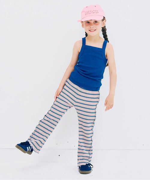 p.premier（ピードットプルミエ）の「【ジュニア対応】マルチボーダーワッフルフレアメロウパンツ（その他パンツ・キッズ・パープル/ブラウン/ブルー・140/130/120/110/100/90/80）」の7枚目の写真