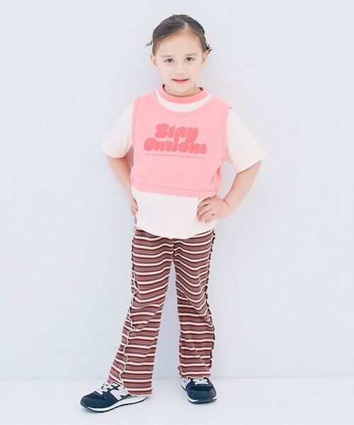 p.premier（ピードットプルミエ）の「【ジュニア対応】マルチボーダーワッフルフレアメロウパンツ（その他パンツ・キッズ・パープル/ブラウン/ブルー・140/130/120/110/100/90/80）」の8枚目の写真