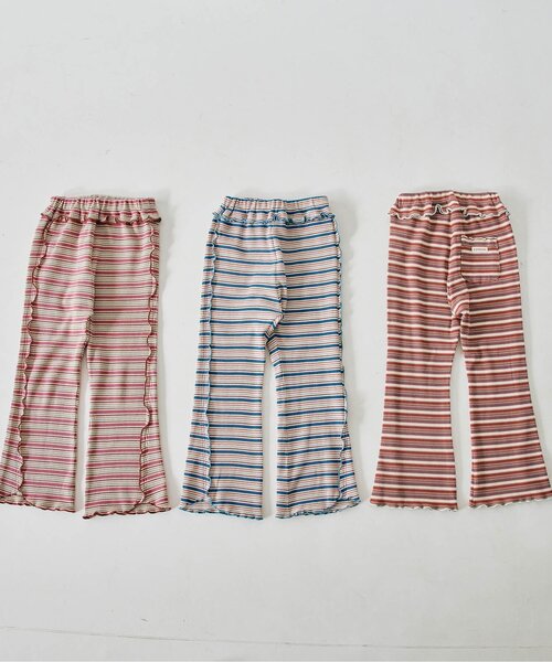 p.premier（ピードットプルミエ）の「【ジュニア対応】マルチボーダーワッフルフレアメロウパンツ（その他パンツ・キッズ・パープル/ブラウン/ブルー・140/130/120/110/100/90/80）」の14枚目の写真