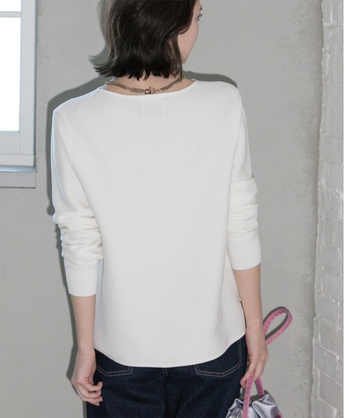 OPAQUE.CLIP（オペークドットクリップ）の「ボートネックニット/オーガニックコットン混【UV/洗濯機洗い可】（ニット/セーター・レディース・ホワイト系3/ブルー/ブラック/イエロー系その他/ホワイト・36/38/42/40）」の12枚目の写真