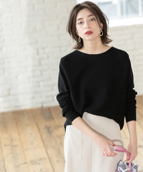 OPAQUE.CLIP（オペークドットクリップ）の「ボートネックニット/オーガニックコットン混【UV/洗濯機洗い可】（ニット/セーター・レディース・ホワイト系3/ブルー/ブラック/イエロー系その他/ホワイト・36/38/42/40）」の13枚目の写真