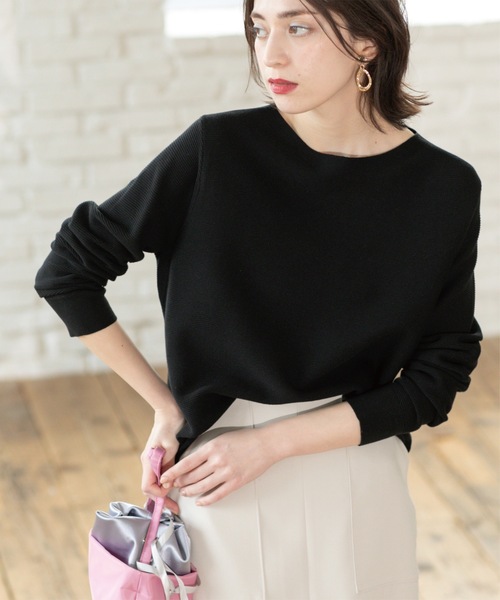 OPAQUE.CLIP（オペークドットクリップ）の「ボートネックニット/オーガニックコットン混【UV/洗濯機洗い可】（ニット/セーター・レディース・ホワイト系3/ブルー/ブラック/イエロー系その他/ホワイト・36/38/42/40）」の14枚目の写真