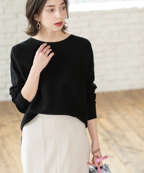 OPAQUE.CLIP（オペークドットクリップ）の「ボートネックニット/オーガニックコットン混【UV/洗濯機洗い可】（ニット/セーター・レディース・ホワイト系3/ブルー/ブラック/イエロー系その他/ホワイト・36/38/42/40）」の18枚目の写真