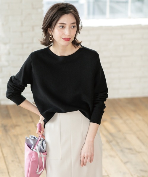 OPAQUE.CLIP（オペークドットクリップ）の「ボートネックニット/オーガニックコットン混【UV/洗濯機洗い可】（ニット/セーター・レディース・ホワイト系3/ブルー/ブラック/イエロー系その他/ホワイト・36/38/42/40）」の19枚目の写真