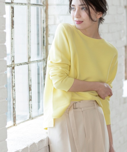 OPAQUE.CLIP（オペークドットクリップ）の「ボートネックニット/オーガニックコットン混【UV/洗濯機洗い可】（ニット/セーター・レディース・ホワイト系3/ブルー/ブラック/イエロー系その他/ホワイト・36/38/42/40）」の20枚目の写真