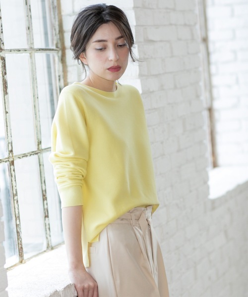 OPAQUE.CLIP（オペークドットクリップ）の「ボートネックニット/オーガニックコットン混【UV/洗濯機洗い可】（ニット/セーター・レディース・ホワイト系3/ブルー/ブラック/イエロー系その他/ホワイト・36/38/42/40）」の21枚目の写真