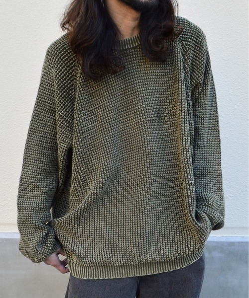 MODISH GAZE(モディシュガゼ)の「【MODISH GAZE】ストーンウォッシュクルーネックニット(CP)(ニット/セーター・メンズ・ネイビー/カーキ・L/M)」の2枚目の写真
