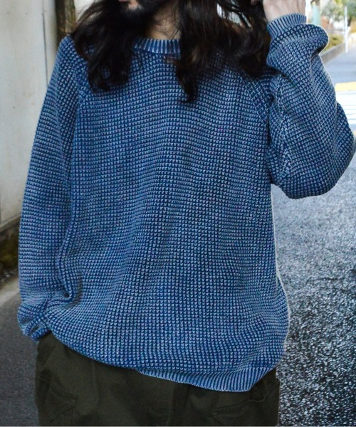 MODISH GAZE(モディシュガゼ)の「【MODISH GAZE】ストーンウォッシュクルーネックニット(CP)(ニット/セーター・メンズ・ネイビー/カーキ・L/M)」の6枚目の写真