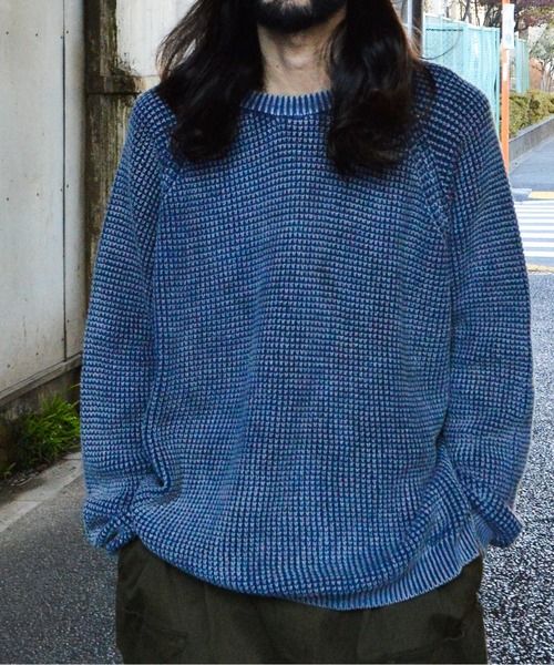 MODISH GAZE(モディシュガゼ)の「【MODISH GAZE】ストーンウォッシュクルーネックニット(CP)(ニット/セーター・メンズ・ネイビー/カーキ・L/M)」の7枚目の写真