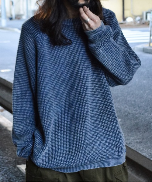 MODISH GAZE(モディシュガゼ)の「【MODISH GAZE】ストーンウォッシュクルーネックニット(CP)(ニット/セーター・メンズ・ネイビー/カーキ・L/M)」の8枚目の写真