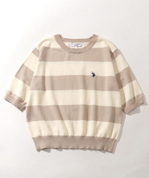 U.S. POLO ASSN.(ユーエスポロアッスン)の「【U.S. POLO ASSN./ユーエスポロアッスン】リブ編み 太ボーダー ショートニット(ニット/セーター・レディース・ブラック/サックスブルー/ベージュ・M/L/LL)」の17枚目の写真