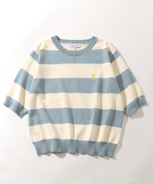 U.S. POLO ASSN.(ユーエスポロアッスン)の「【U.S. POLO ASSN./ユーエスポロアッスン】リブ編み 太ボーダー ショートニット(ニット/セーター・レディース・ブラック/サックスブルー/ベージュ・M/L/LL)」の18枚目の写真