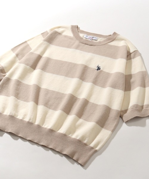 U.S. POLO ASSN.(ユーエスポロアッスン)の「【U.S. POLO ASSN./ユーエスポロアッスン】リブ編み 太ボーダー ショートニット(ニット/セーター・レディース・ブラック/サックスブルー/ベージュ・M/L/LL)」の20枚目の写真