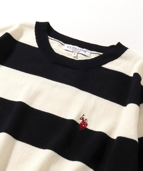 U.S. POLO ASSN.(ユーエスポロアッスン)の「【U.S. POLO ASSN./ユーエスポロアッスン】リブ編み 太ボーダー ショートニット(ニット/セーター・レディース・ブラック/サックスブルー/ベージュ・M/L/LL)」の22枚目の写真