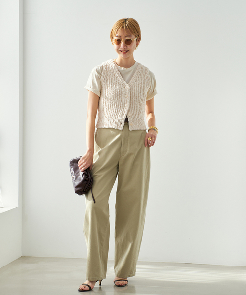 plage(プラージュ)の「COTTON SLUB KNIT ベスト(ベスト・レディース・ネイビー/アイボリー・FREE)」の3枚目の写真