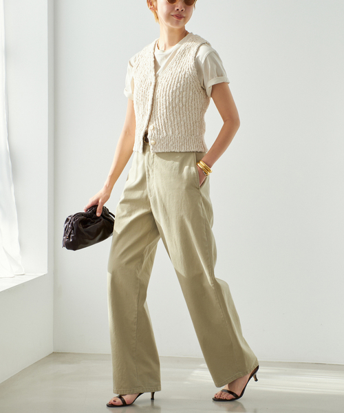 plage(プラージュ)の「COTTON SLUB KNIT ベスト(ベスト・レディース・ネイビー/アイボリー・FREE)」の6枚目の写真