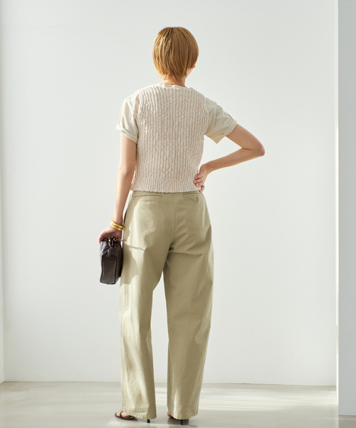 plage(プラージュ)の「COTTON SLUB KNIT ベスト(ベスト・レディース・ネイビー/アイボリー・FREE)」の8枚目の写真