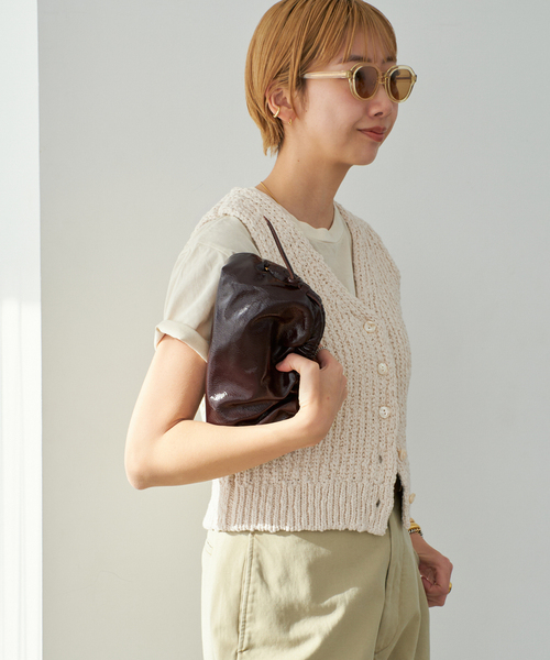 plage(プラージュ)の「COTTON SLUB KNIT ベスト(ベスト・レディース・ネイビー/アイボリー・FREE)」の9枚目の写真