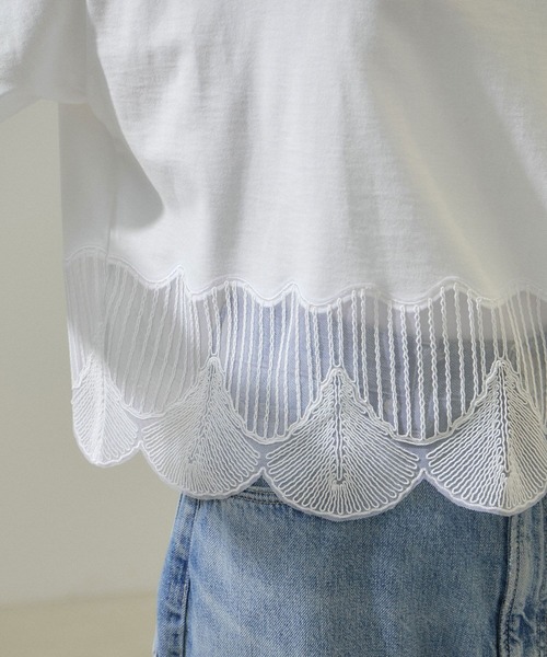 SALON adam et rope'（サロン アダム エ ロペ）の「シェルスカラップTシャツ 2（Tシャツ/カットソー・レディース・ブラック/オフホワイト・FREE）」の20枚目の写真