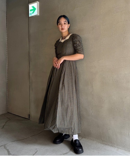 Ameri SEERSUCKER VOLUME HEM DRESS 黒ワンピ SEERSUCKER VOLUME HEM DRESS（ワンピース）｜Ameri（アメリ）の