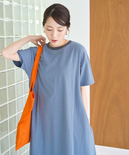 セール】限定展開 ビックシルエット カラー 細ボーダー 半袖