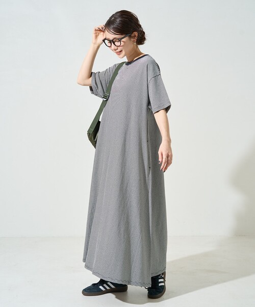 セール】限定展開 ビックシルエット カラー 細ボーダー 半袖