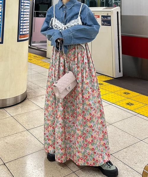 いちごスカート スカート ショットパンツ付き キッズ いちご柄 子供服 プリーツ