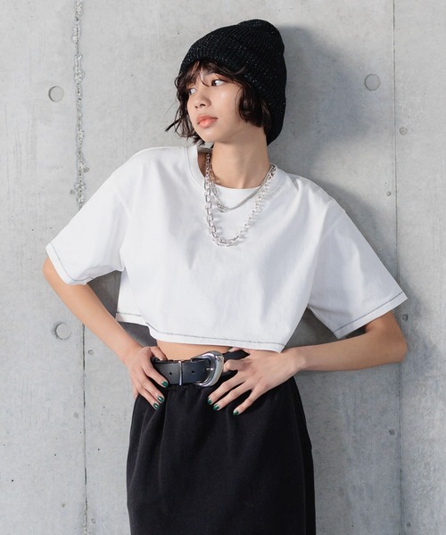 PAGEBOY(ページボーイ)の「ステッチルーズT/WEB限定Sサイズ&カラーあり(Tシャツ/カットソー・レディース・チャコールグレー/オレンジ系その他/ブラック/ブルー系その他/ホワイト/ホワイト系その他・FREE/SMALL)」の14枚目の写真