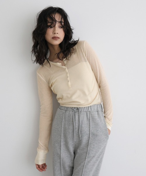 ヘンリーネックシアートップス（Tシャツ/カットソー）｜hellam