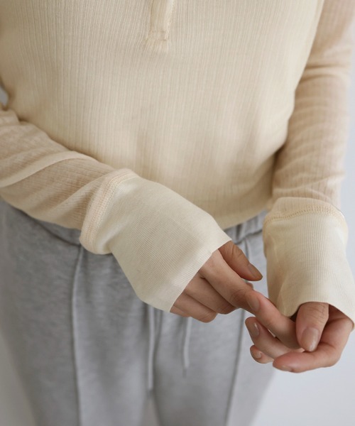 ヘンリーネックシアートップス（Tシャツ/カットソー）｜hellam（へラム