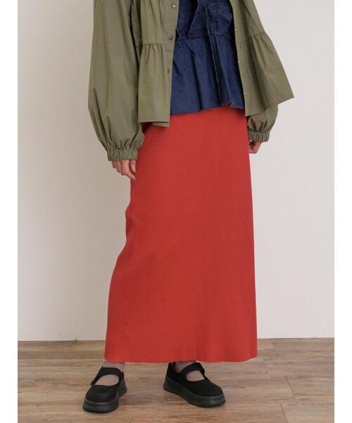 Samansa Mos2（サマンサ モスモス）の「セルフカットリブナロースカート（スカート・レディース・クリーム/ブラック/グリーン/レッド/グレー/ブルー・F）」の7枚目の写真