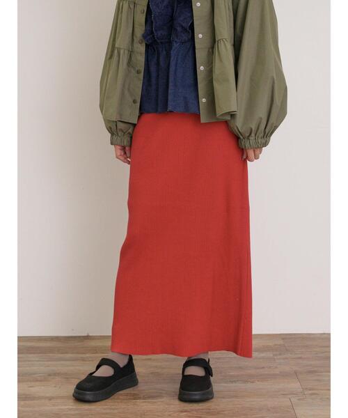 Samansa Mos2（サマンサ モスモス）の「セルフカットリブナロースカート（スカート・レディース・クリーム/ブラック/グリーン/レッド/グレー/ブルー・F）」の8枚目の写真