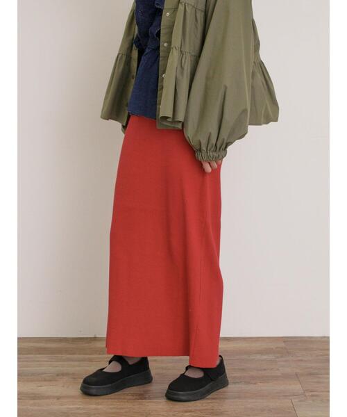 Samansa Mos2（サマンサ モスモス）の「セルフカットリブナロースカート（スカート・レディース・クリーム/ブラック/グリーン/レッド/グレー/ブルー・F）」の9枚目の写真