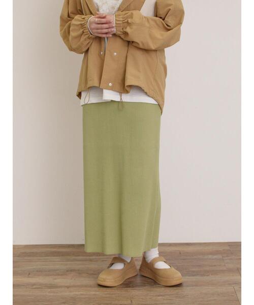 Samansa Mos2（サマンサ モスモス）の「セルフカットリブナロースカート（スカート・レディース・クリーム/ブラック/グリーン/レッド/グレー/ブルー・F）」の12枚目の写真