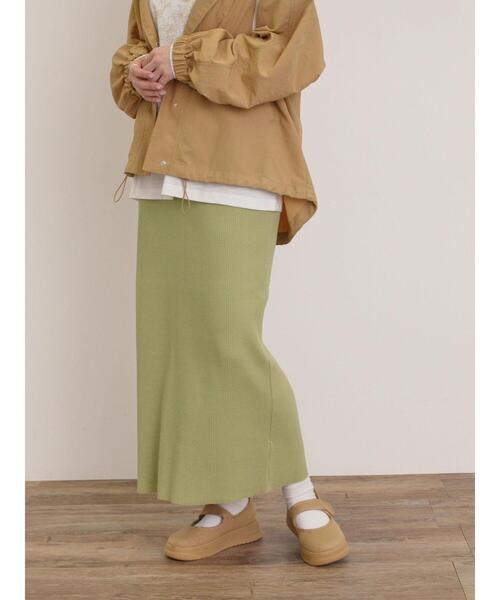 Samansa Mos2（サマンサ モスモス）の「セルフカットリブナロースカート（スカート・レディース・クリーム/ブラック/グリーン/レッド/グレー/ブルー・F）」の13枚目の写真