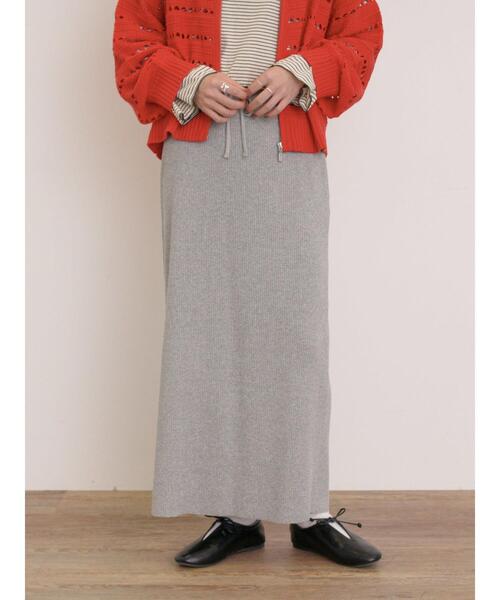 Samansa Mos2（サマンサ モスモス）の「セルフカットリブナロースカート（スカート・レディース・クリーム/ブラック/グリーン/レッド/グレー/ブルー・F）」の16枚目の写真